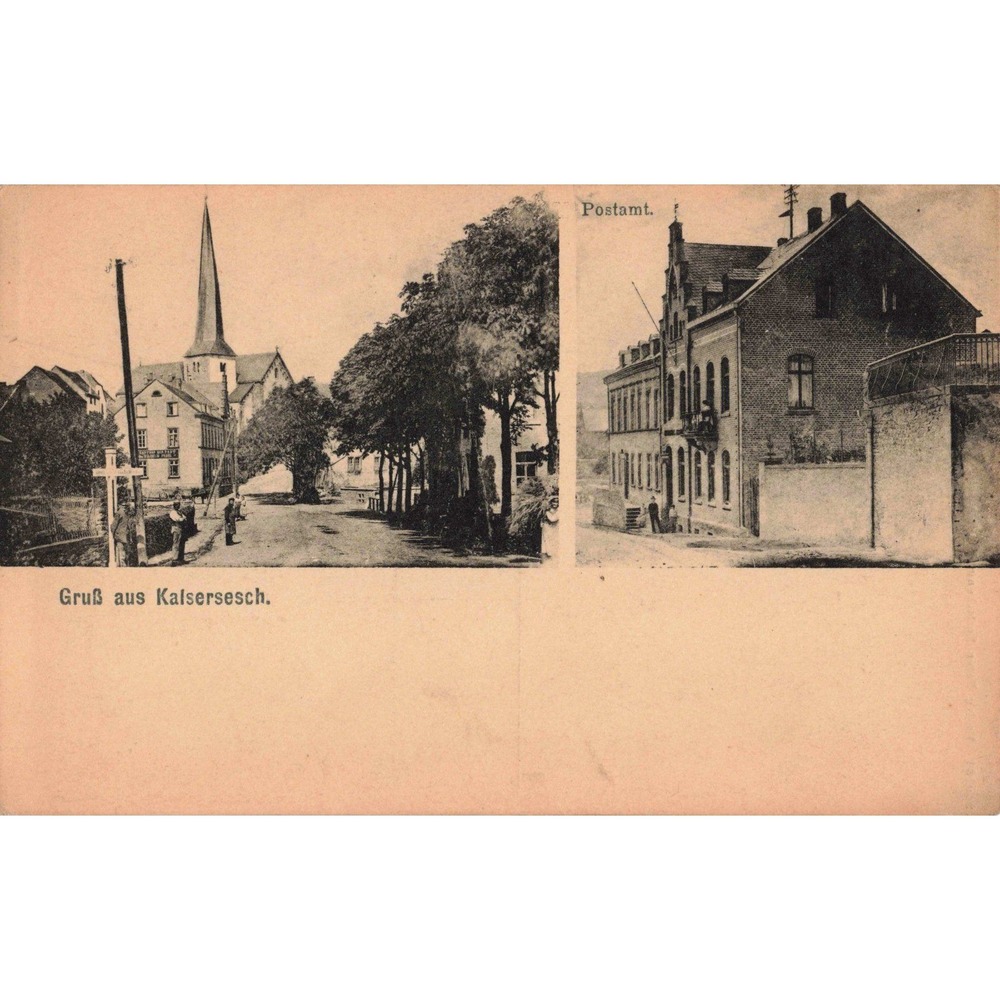 Kaisersesch Germany Postamt Church Gruss Aus Undivided Back Antique Postcard